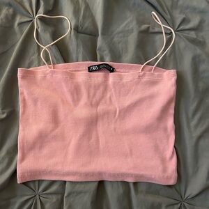 Zara Pink Ribbed Tank Top